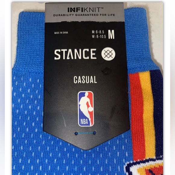 Stance NBA OKC Thunder Crew Socks 1 Pair Men 6-8.5 W8-10.5 White Logo Basketball - Picture 4 of 8